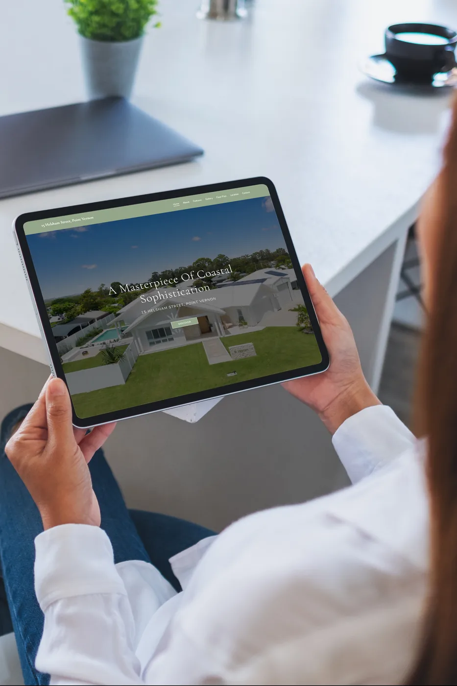 A finished property website open on a tablet